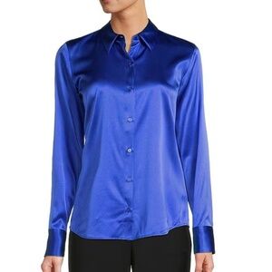 NWT - ANTONIO MELANI - Navy Blue Silk Shirt - Size Large